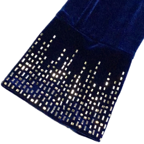 CALVIN KLEIN Bling Bell Sleeve Blue Velvet Velour Holiday Party Dress Sz M  NWT - Picture 3 of 15